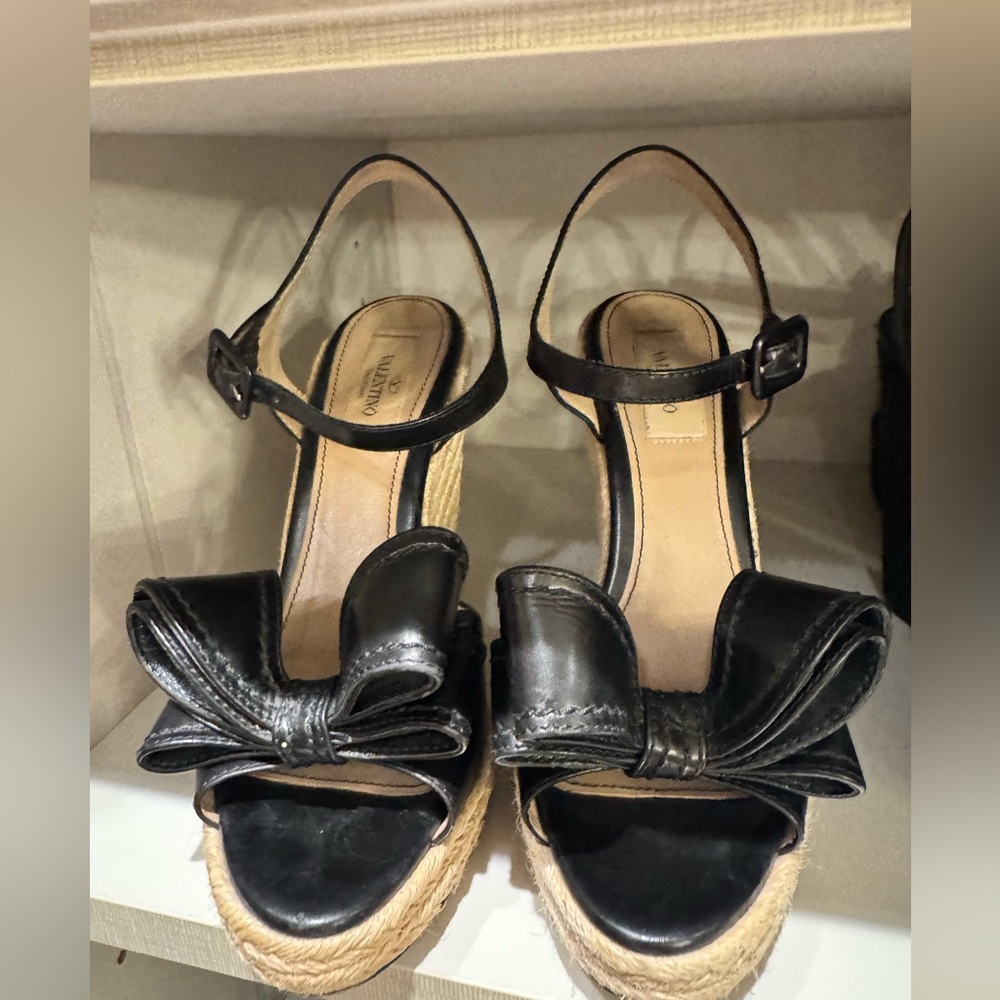 Valentino Garavani Black Espadrille Sandals
